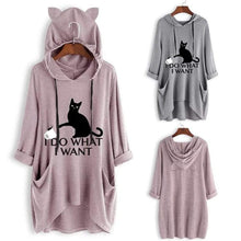 Load image into Gallery viewer, I D0 WH4T I W4NT Oversize Hoodie With Cat Ears