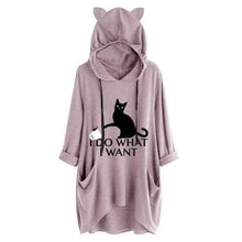 Load image into Gallery viewer, I D0 WH4T I W4NT Oversize Hoodie With Cat Ears