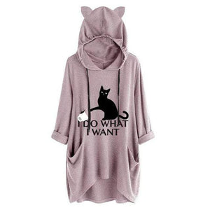 I D0 WH4T I W4NT Oversize Hoodie With Cat Ears