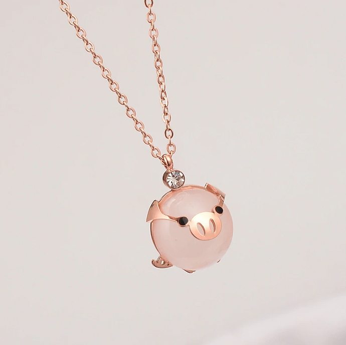 Rose Gold Lucky Pig Necklace
