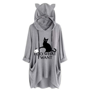 I D0 WH4T I W4NT Oversize Hoodie With Cat Ears